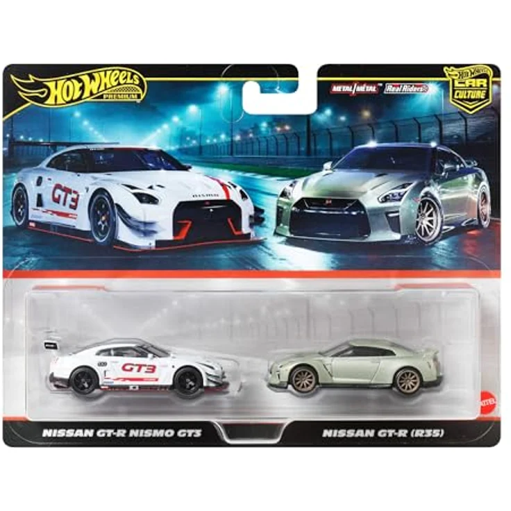 Hot Wheels Premium Car Culture Nissan GTR 2-Pack, 1:64 Spielzeugautos mit Die-Cast-Karosserien und Real-Riders-Reifen – Bild 6