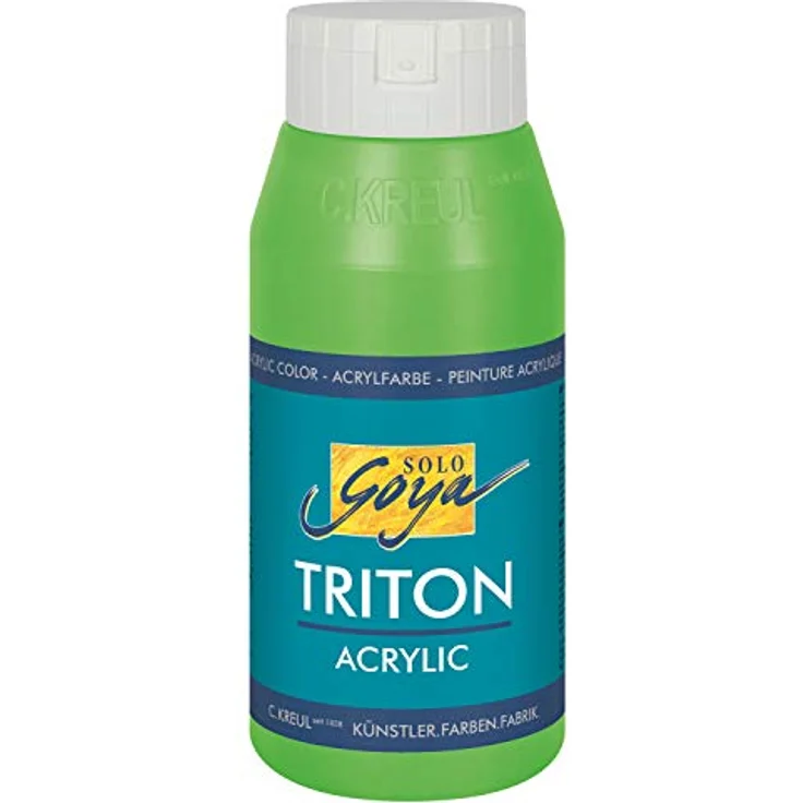 KREUL Solo Goya Triton Acrylfarbe gelbgrün, 750 ml, schnell matt trocknend, Wasserbasis, studioqualitativ, gut deckend und ergiebig – Bild 1