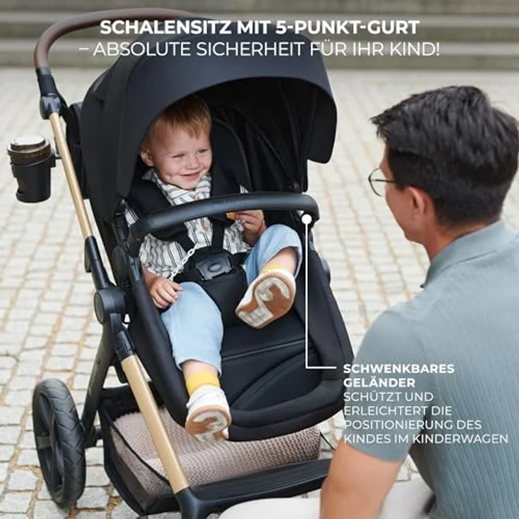 KinderKraft Moov 2 Air, 4-in-1 Kinderwagen mit umwandelbarem Sitz, aufblasbaren Rädern und Zubehörset – Bild 8