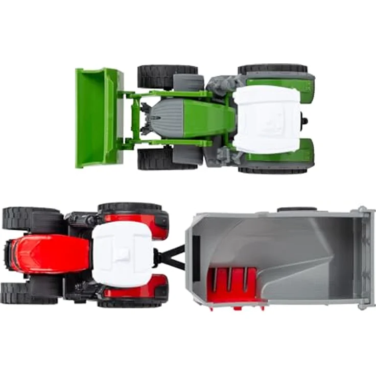 Dickie Toys Spielzeug-Traktor Farm Set, 3-tlg. mit Fendt und Massey Ferguson Traktor sowie Anhänger, für Kinder ab 3 Jahren, Freilauf und bewegliche Teile – Bild 6