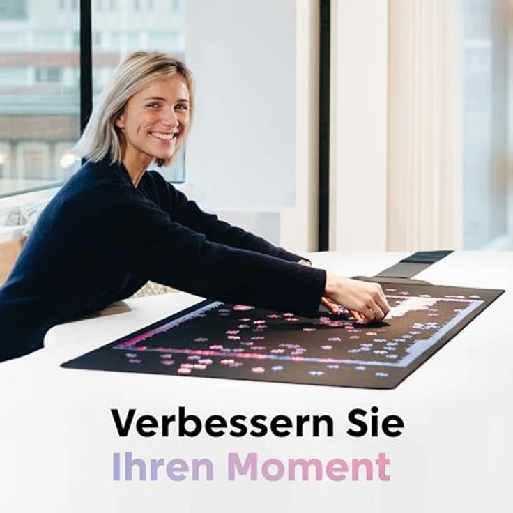 Puzzlematte 1000 Teile bis 1500 Teile - In Sekundenschnelle geschlossen, ohne Gurte - Selbstschließend, hoch rutschfest - Puzzle Matte roll mit Öko-Verpackung, XL Größe 66x120 cm, durch PuzzlUp – Bild 6