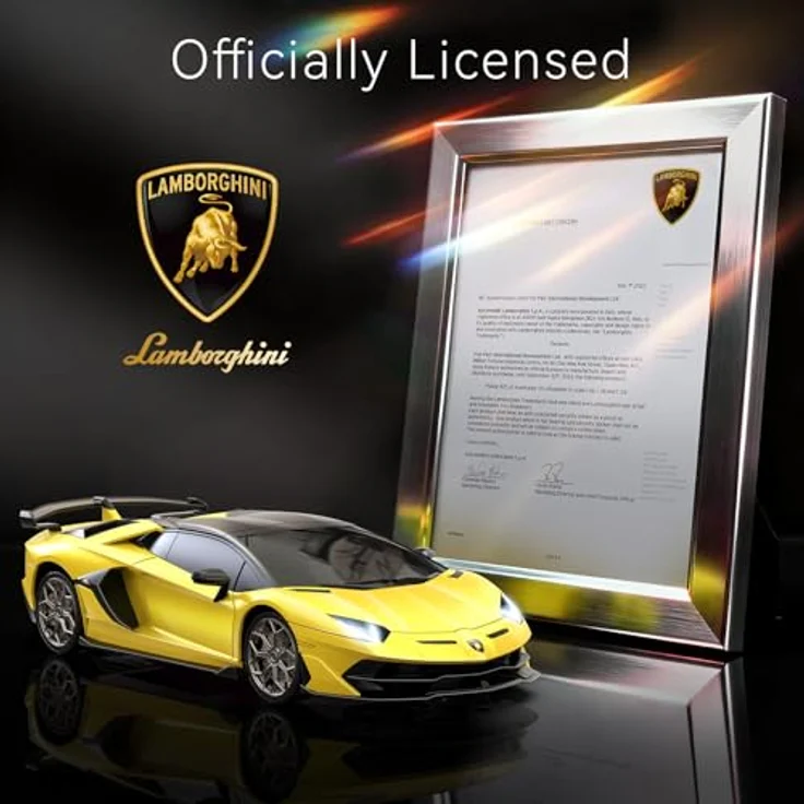 AEROQUEST 1:24 Lamborghini SVJ Roadster, Ferngesteuertes Auto mit 2,4GHz Frequenz, Gelb, offiziell lizenziertes RC Auto für Jungen und Mädchen – Bild 2