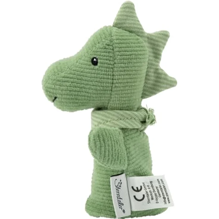 Sterntaler Fingerpuppe Dino Rexi, weiches Fingerspielzeug für Kinder zur Sprachförderung, steingrün – Bild 5