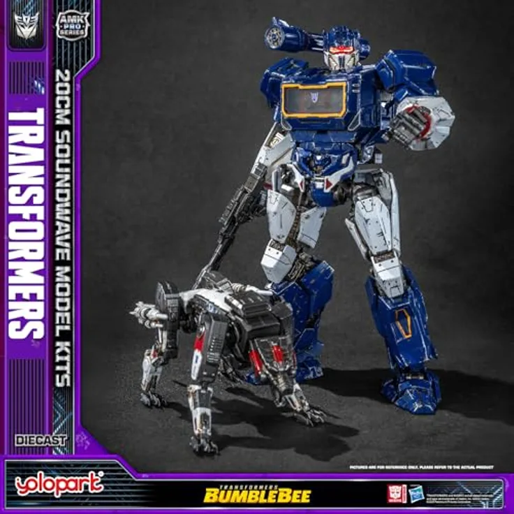 YOLOPARK Transformers: AMK PRO Soundwave & Ravage Actionfigur, 20 cm, inklusive LED-Beleuchtung und umfangreichen Waffen & Zubehör