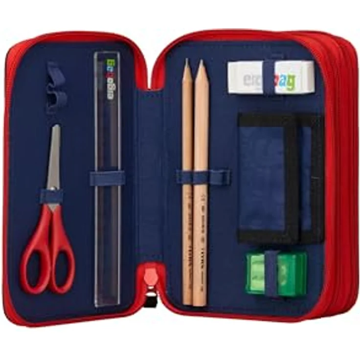 ergobag Maxi Mäppchen Set 40-Teilig, Lyra Bunt- und Filzstifte, Kleingeld Fach, Lineal, Schere AlarmBärreitschaft - Rot – Bild 3