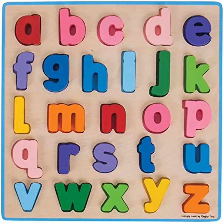 Bigjigs Toys Klobiges ABC-Puzzle (Kleinbuchstaben), pädagogisches Holzspielzeug für Kinder ab 18 Monaten, 26 Teile, 280mm breites Design