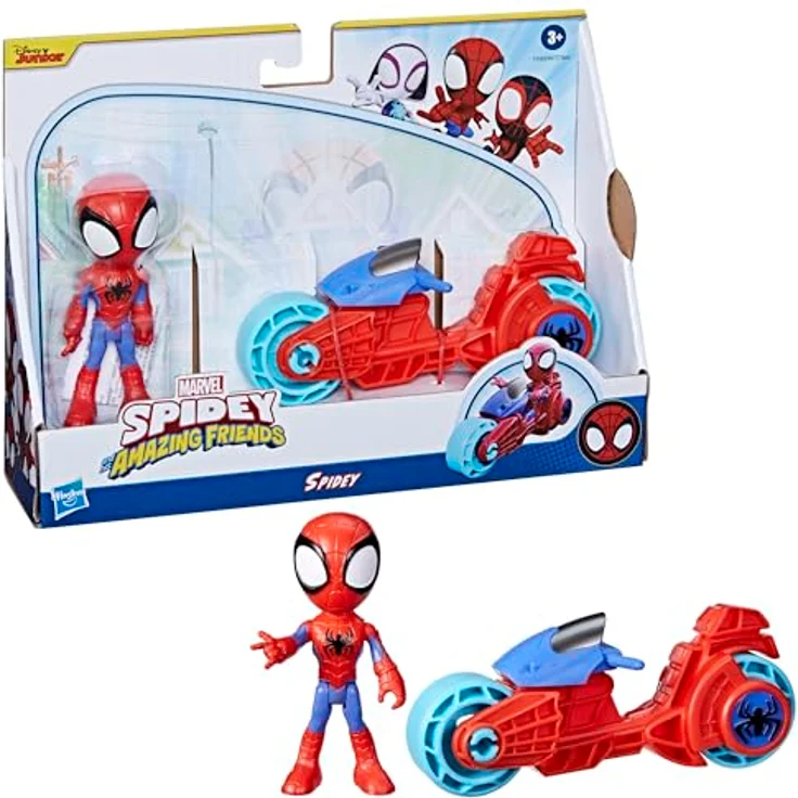 Hasbro Actionfigur Marvel Spidey and His Amazing Friends, Spidey mit Motorrad, 10 cm groß – Bild 3