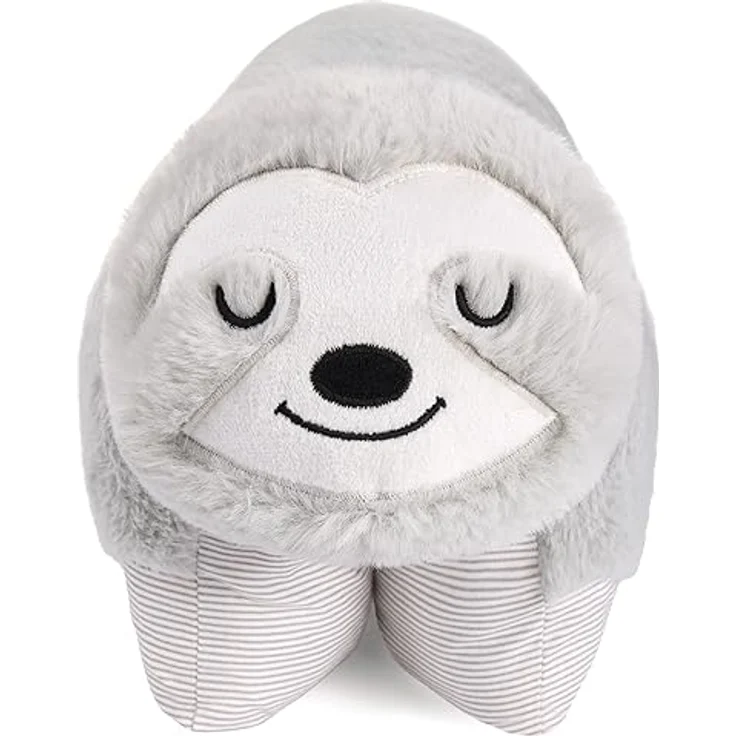 BRUBAKER Kuscheltier-Kissen Faultier - 2 in 1 Stofftier und Kuschelkissen - 40 x 30 cm Dekokissen - aufklappbares Kinder Plüschkissen mit Klettverschluss - Tierkissen Faultierkissen - Grau – Bild 2