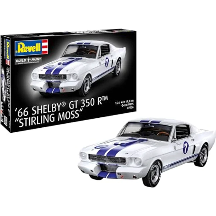 Revell 1966 Shelby GT 350 R Stirling Moss, Modellbausatz im Maßstab 1:24 mit 81 Teilen und detailliertem V8-Motor – Bild 1