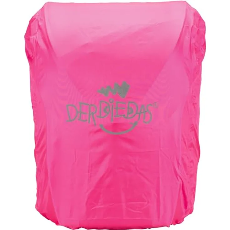 DerDieDas® Regencape, pink, passender Schutz für Schulranzen mit fluoreszierendem Design und reflektierendem Druck – Bild 1