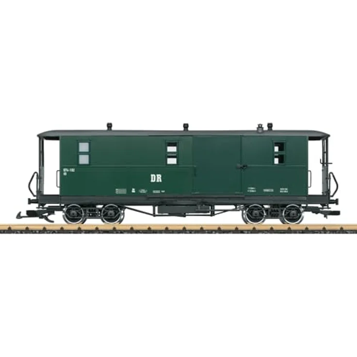 LGB 30326G Gepäckwagen Bauart KD4 der DR, 50 cm, flaschengrün, mit Metallradsätzen und Schiebetüren – Bild 1
