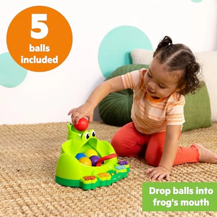 Bright Starts Poppin' Ball Frog, Lernspielzeug mit Licht und Sound für Babys ab 6 Monaten, inkl. 5 Bällen – Bild 2