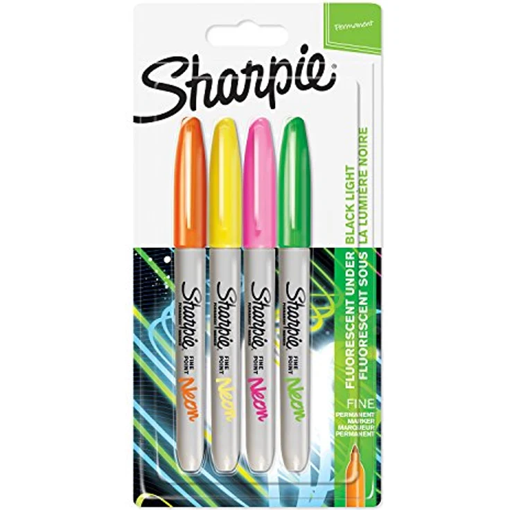 Sharpie Permanent-Marker, feine Spitze 4 Stück Assorted Neon Colours – Bild 1