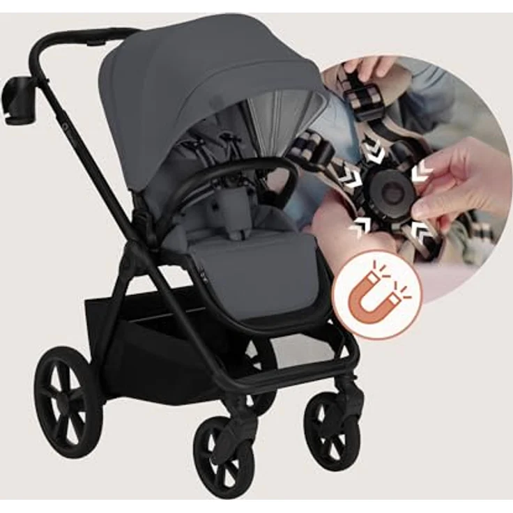 Lionelo Carmine 3in1 Kombikinderwagen mit i-Size Autositz, Babywanne & Buggy, GravelTech Räder, Federung, UPF50+, Grau – Bild 10