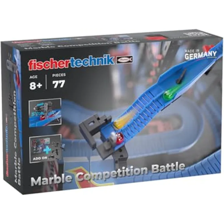 fischertechnik Marble Competition Battle 571898 – Murmelbahn-, Kugelbahn-Erweiterung, 3 Bahnelemente, ab 8 Jahre