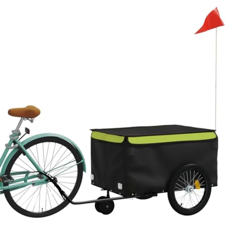 vidaXL Fahrradkinderanhänger, Eisen, maximale Belastbarkeit 30 kg, Schwarz und Grün – Bild 3