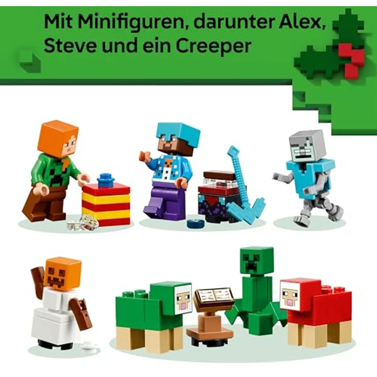 LEGO Minecraft Adventskalender 2025, 24 baubare Überraschungen mit Minifiguren Alex und Steve, ausklappbare Spielmatte – Bild 5