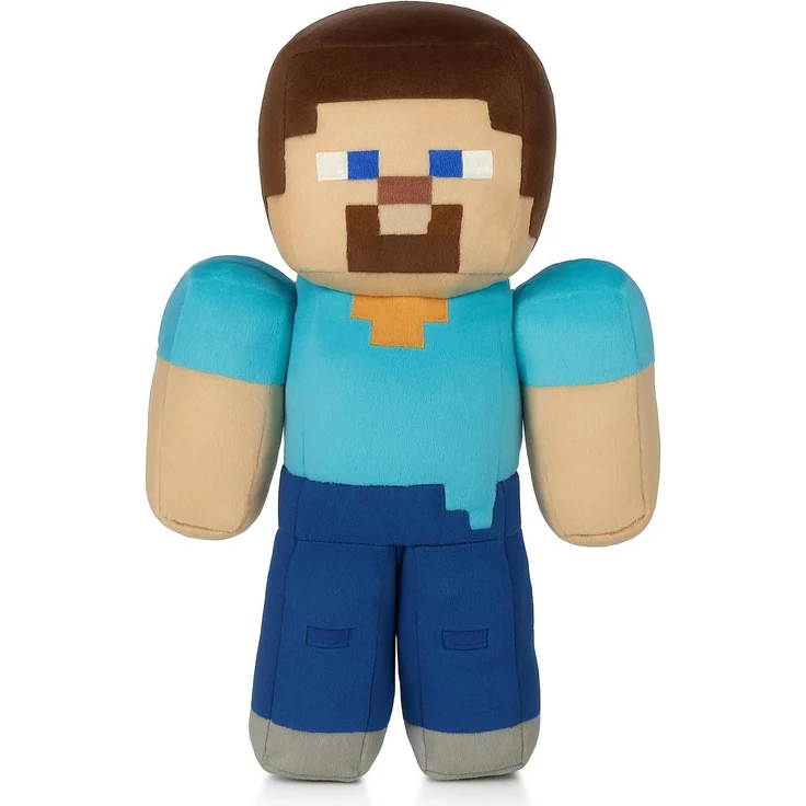 Whitehouse Leisure Minecraft Plüschtier Steve, 30 cm Spielzeugfigur aus Plüsch in blau, detailgetreu und kuschelig