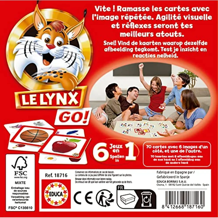 Educa Le Lynx – Lince GO Anrive, Kartenspiel für unterwegs mit 70 Karten, empfohlen ab 6 Jahren – Bild 5