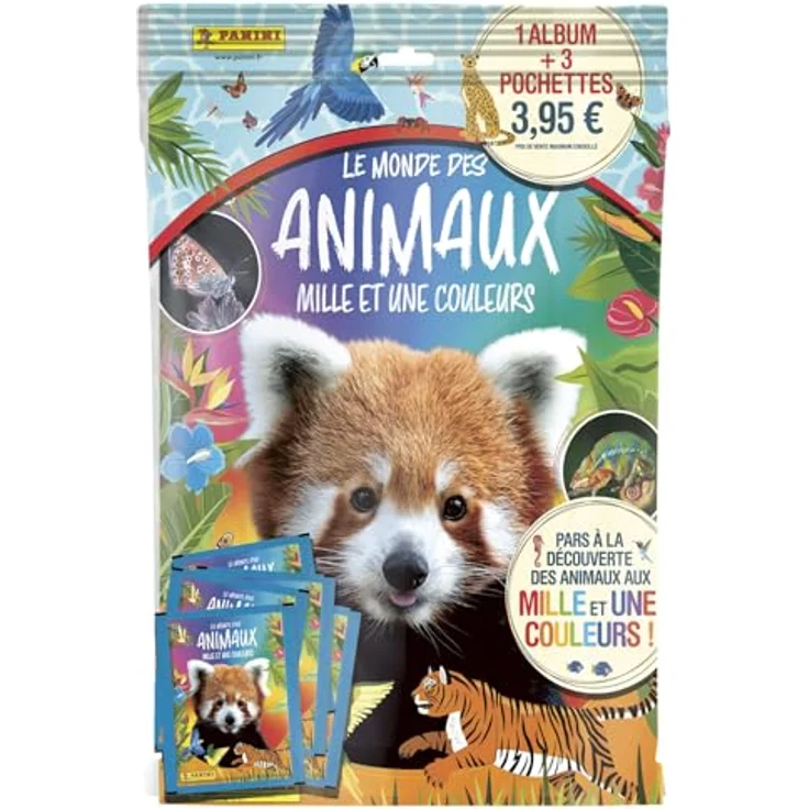 Panini Starterpaket – Tiere 2025, Album + 3 Hüllen + 15 Aufkleber für Sammelkarten – Bild 1