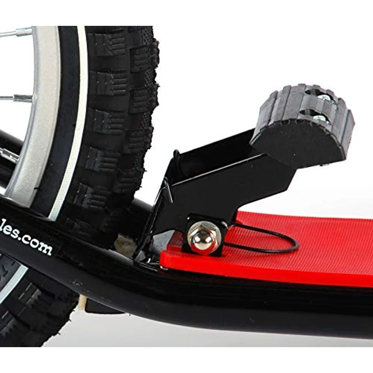 Volare Roller 16 Zoll Schwarz Rot - Breite 16" Reifen, kinderfreundliche Handbremse und cooles Design – Bild 4