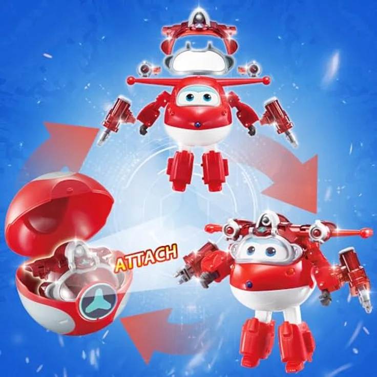 Super Wings Jett, Iron Power Super Ball, 12,7 cm verwandelbares Flugzeug und Roboter-Spielzeug für Kinder, bewegliche Gelenke, ab 3-8 Jahren – Bild 2
