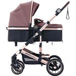 Daliya® NEOMOVE 2in1 Kombi-Kinderwagen, klappbare Babywanne und Sportsitz, leichte Aluminium-Konstruktion, große pannensichere Räder, stufenlos verstellbare Rückenlehne, großer Einkaufskorb (Rosegold-Violett)