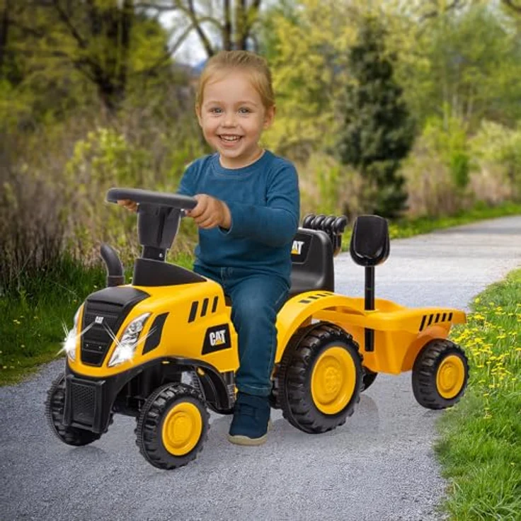 Jamara Rutscher Caterpillar Traktor mit Anhänger gelb, stabil und langlebig für Kinder ab 12 Monaten, maximale Belastbarkeit 25 kg – Bild 2