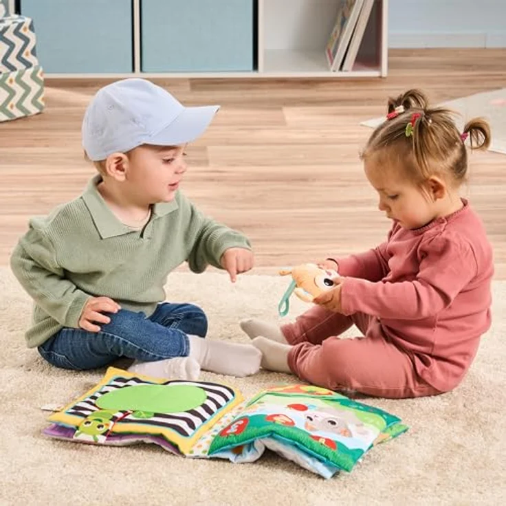 VTech Baby Mein großes Plüschbuch – Fühlbuch/Soundbuch mit Musik und Geräuschen – Motorik- und Sensorik-Spielzeug, Pink – Bild 5