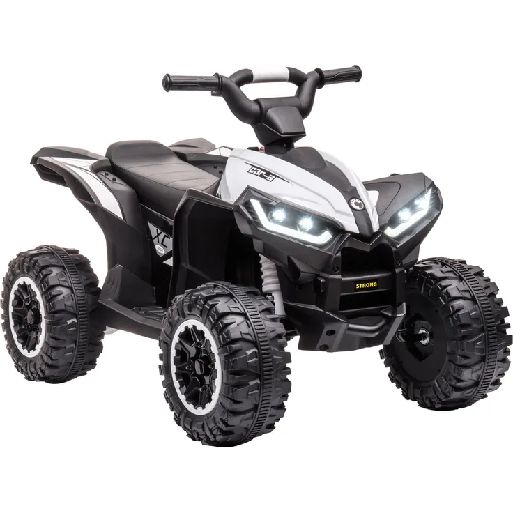 HOMCOM Elektro-Kinderquad Elektro-Quad, Kindermotorrad mit MP3-Musikplayer, Scheinwerfer, Belastbarkeit 25 kg, (1-tlg), für Kinder 3-5 Jahre, 1,5-3 km,h, Weiß und Schwarz