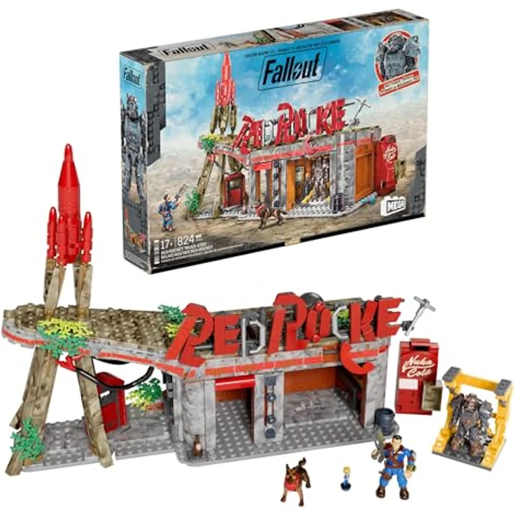 Mega Mega Showcase Fallout Set, Klemmbausteine mit Red-Rocket-Raststätte und Dogmeat, detailreiches Collector's Set mit In-Game-Gegenständen – Bild 1