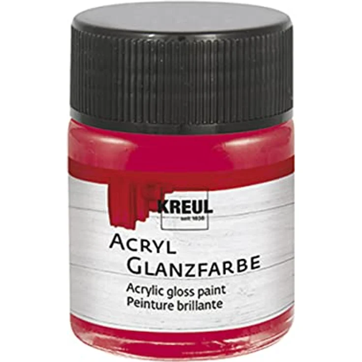 KREUL 79519 Acryl Glanzfarbe, 50 ml dunkelrot, glänzend, schnelltrocknend, deckend, auf Wasserbasis – Bild 1