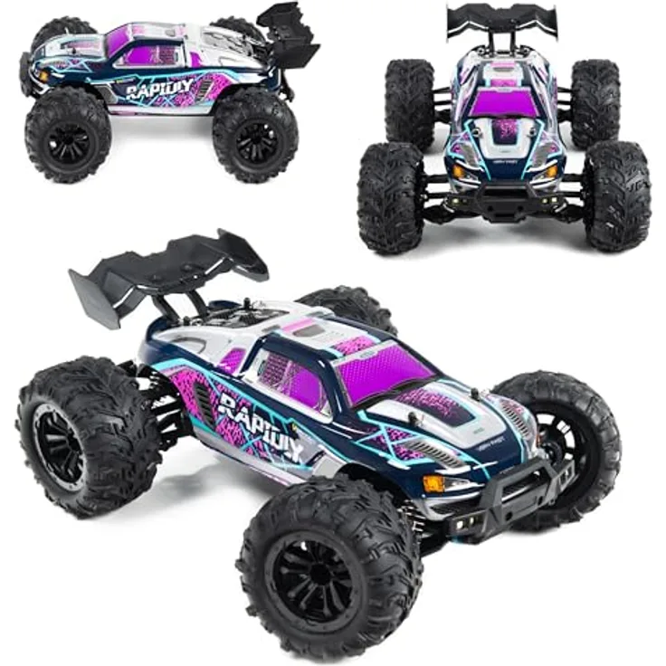 COIL RC-Buggy, Ferngesteuertes Auto, Spielzeugauto, Geländewagen, Head-up-Räder, LED, 4x4, 1:16, 4WD Buggy, 2.4Ghz, Bis zu 38 km/h, lila