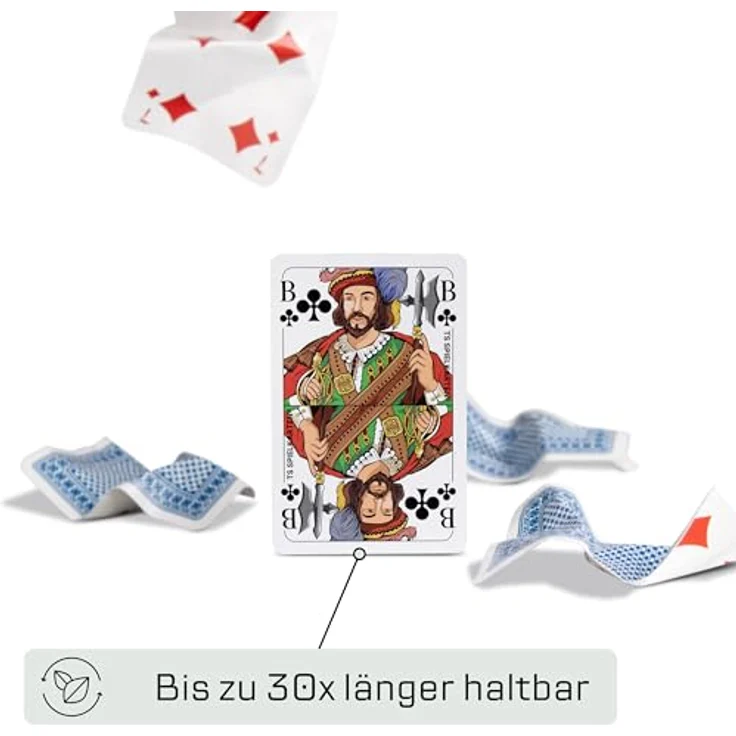 TS Spielkarten Doppelkopf Spielkarten aus 100% Kunststoff, Premium, wasserfest, 48 Karten + 2 Joker, Französisches Bild, 59x91mm – Bild 5