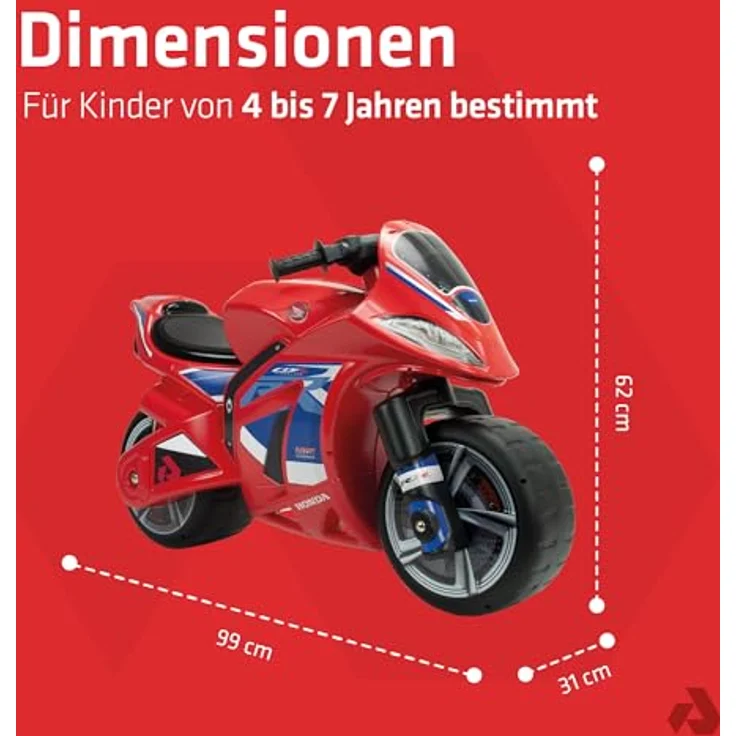 Injusa Gewinner Honda CBR Fireblade, Rutschmotorrad für Kinder ab 3 Jahren, 99 x 39 x 61 cm, rot – Bild 5