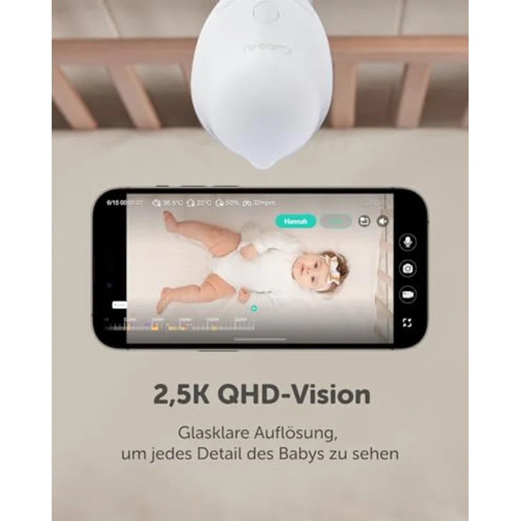 CuboAi Smart Babyphone 3, 2,5K QHD Babykamera, KI-Sicherheitswarnungen, Nachtsicht, WLAN, 1 Jahr Premium inklusive – Bild 4