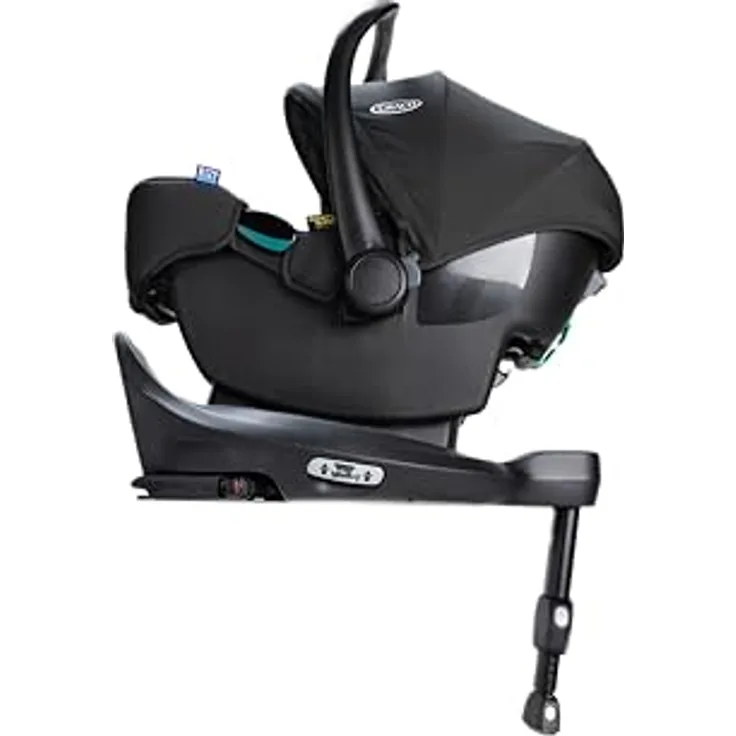 Graco SnugLite Babyschale, Midnight, mit Isofix-Basis, 360° drehbar, ab Geburt bis 13 kg, Safety Surround™ Seitenaufprallschutz