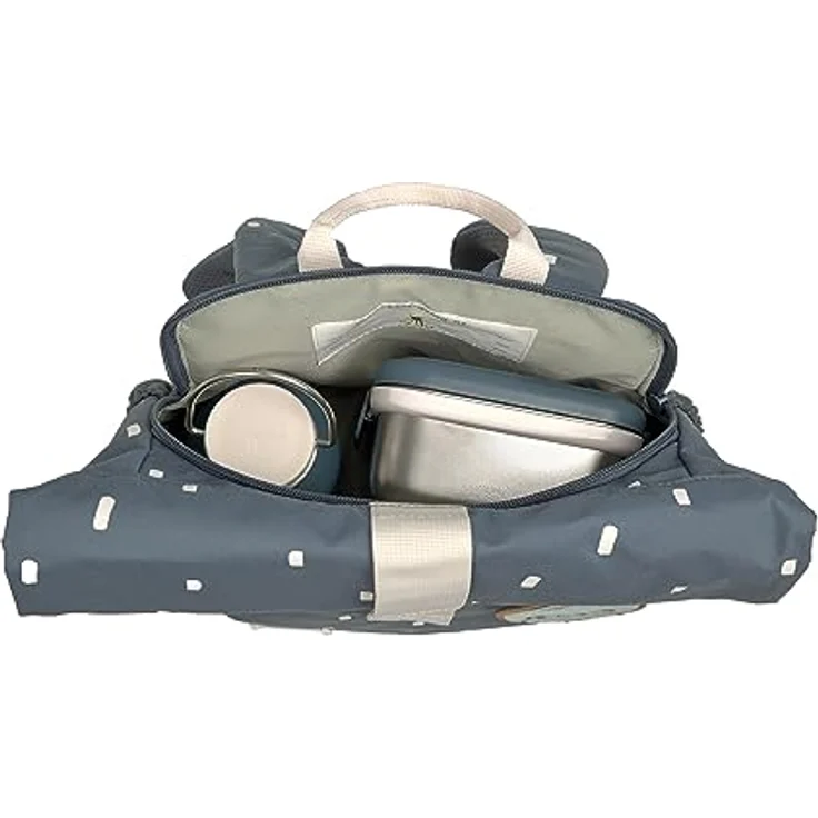 LÄSSIG Kindergartenrucksack Kinderrucksack Rolltop mit Brustgurt wasserabweisend, 11 Liter/Mini Rolltop Backpack Happy Prints Dunkelblau – Bild 5