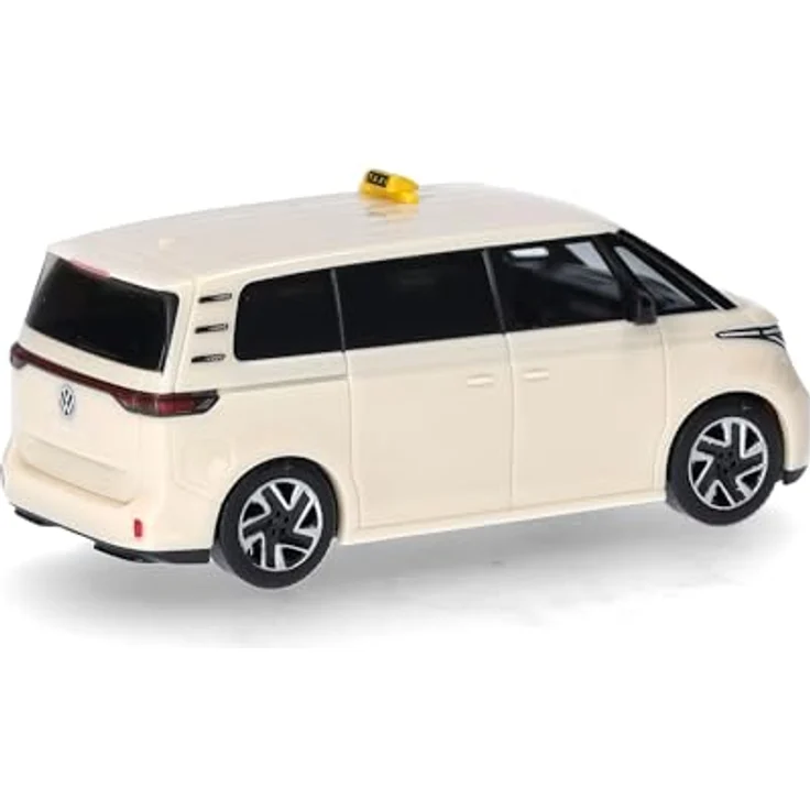 Herpa VW ID. Buzz Taxi, Miniatur im Maßstab 1:87, Sammlerstück aus Kunststoff, Weiß, Made in Germany – Bild 2