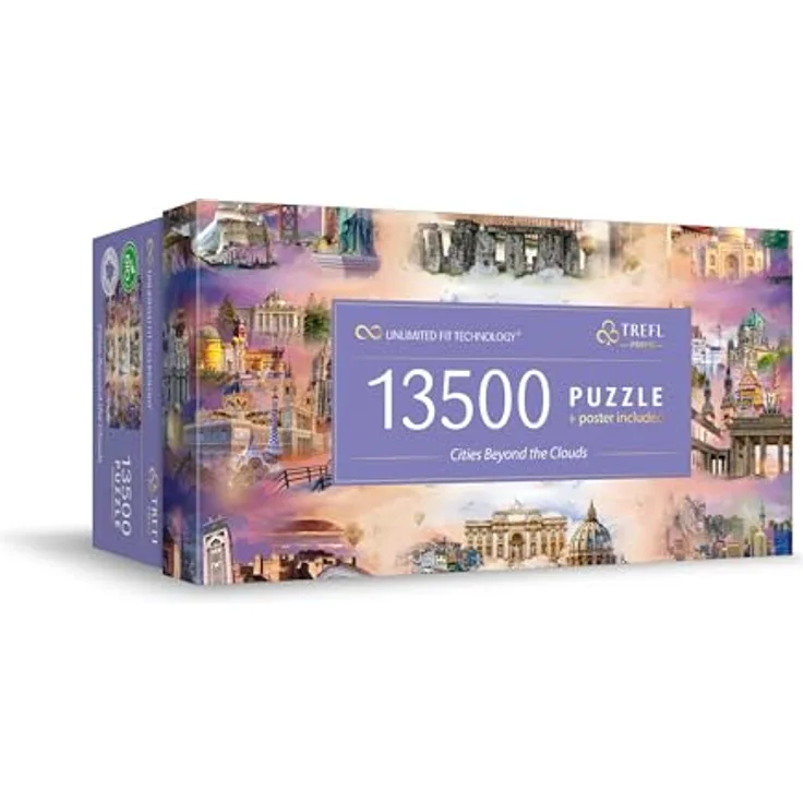 Trefl UFT Puzzle 13500 - Städte jenseits der Wolken, Puzzles mit unregelmäßigen Formen, 9x1500 Teile, FSC-zertifiziert, biologisch abbaubare Kunststoffteile