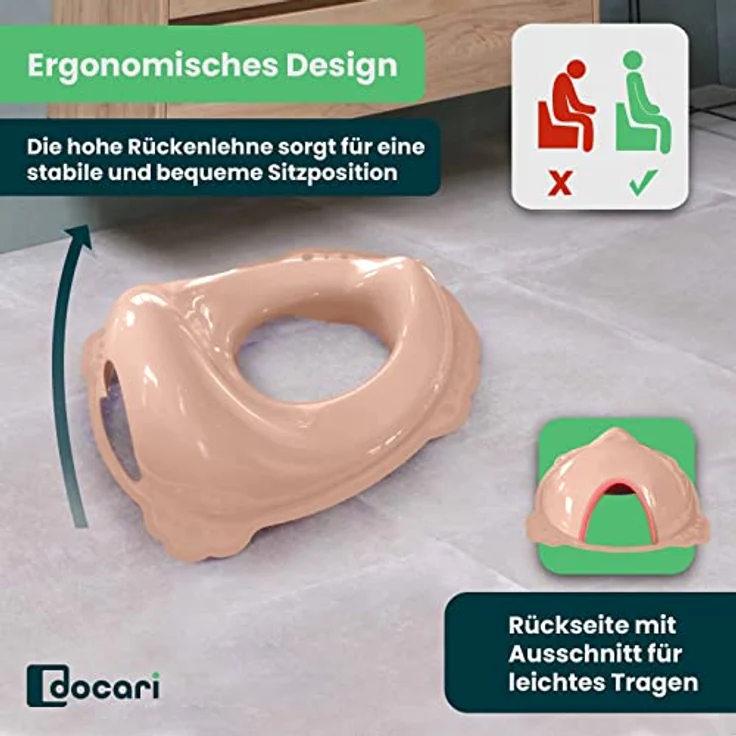 DOCARI Toilettentrainer Set Pfirsich Elefant, Toilettensitz für Kinder mit Treppe und Tritthocker, BPA-frei und schadstofffrei, einfach zu reinigen – Bild 4