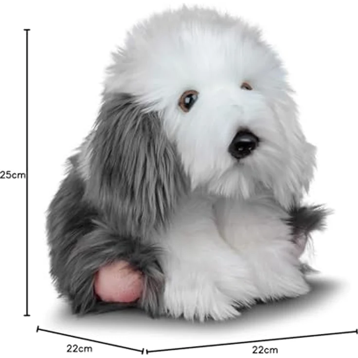 Tobar Animigos Plüschtier Bobtail Hirtenhund, kuschelig weich, ca. 25 cm groß, realistisches Design – Bild 2