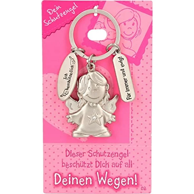 Depesche 7518-002 Schutzengel Schlüssel-Anhänger aus Metall, Glücksbringer mit Engel, Schlüsselring und liebevoller Botschaft, zum Verschenken an Familienmitglieder, Freunde und Bekannte