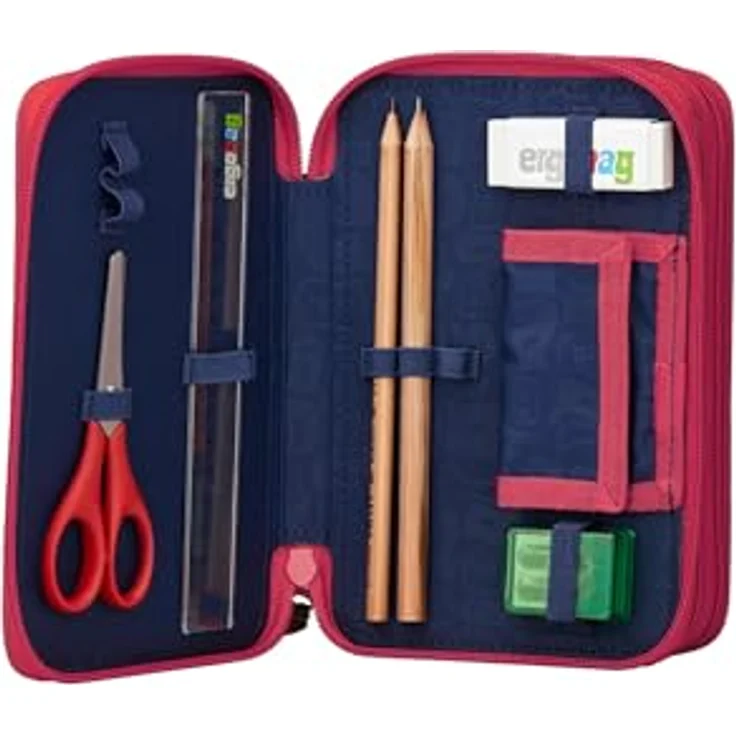 ergobag Maxi Mäppchen Set 40-Teilig, inkl. Lyra Bunt- und Filzstifte, Kleingeld Fach, Lineal, Schere, aus recycelten Materialien – Bild 3