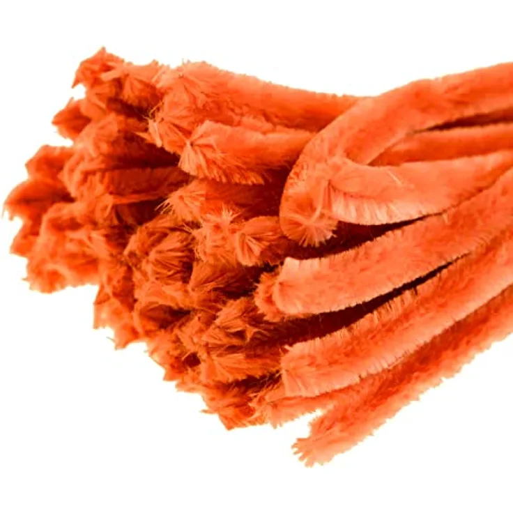 15 Pfeifenreiniger 15mm x 30cm Pfeifenputzer Biegeplüsch Chenilledraht Bastelchenille, Farbe:orange