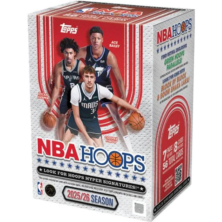 Topps 2025-26 NBA Hoops Value Box, Sammelkarten Set mit mehreren Packs, Chance auf exklusive Parallels und Autogramme, Englisch