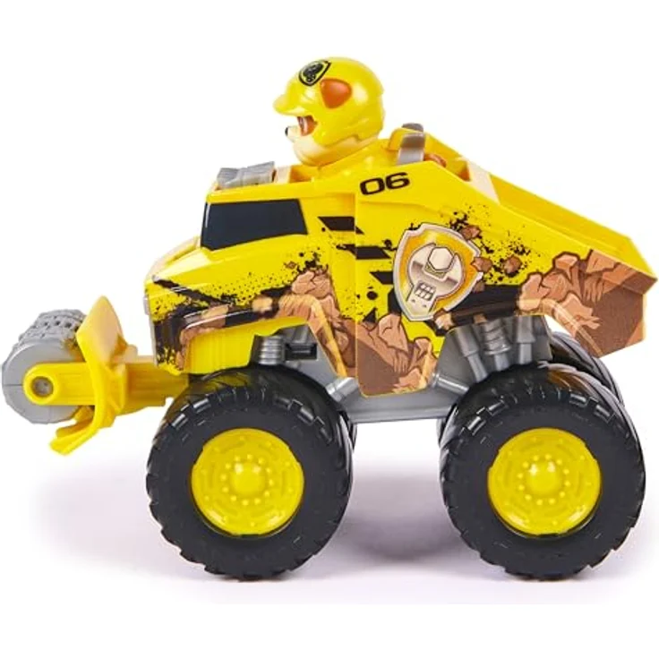Paw Patrol Rubble’s Bulldozer, Spielzeugauto mit ausfahrbarer Pflugwalze und Rubble-Figur im Rescue Wheels Look – Bild 3