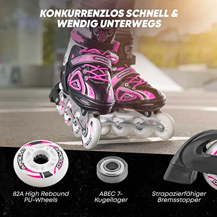 Apollo Super Blades | größenverstellbare Inliner für Kinder | Inliner Damen, Mädchen und Jungen passend in den Größen 31–42 | LED Inlineskates – Bild 5