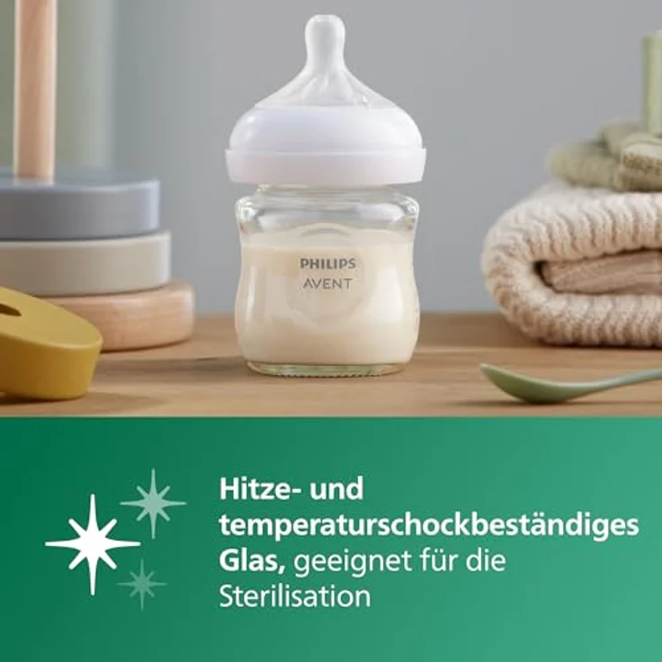 Philips Avent Babyflasche Natural Response aus Glas - 120 ml Babyflasche, BPA-frei für neugeborene Babys ab 0 Monaten (Modell SCY930/01) – Bild 8