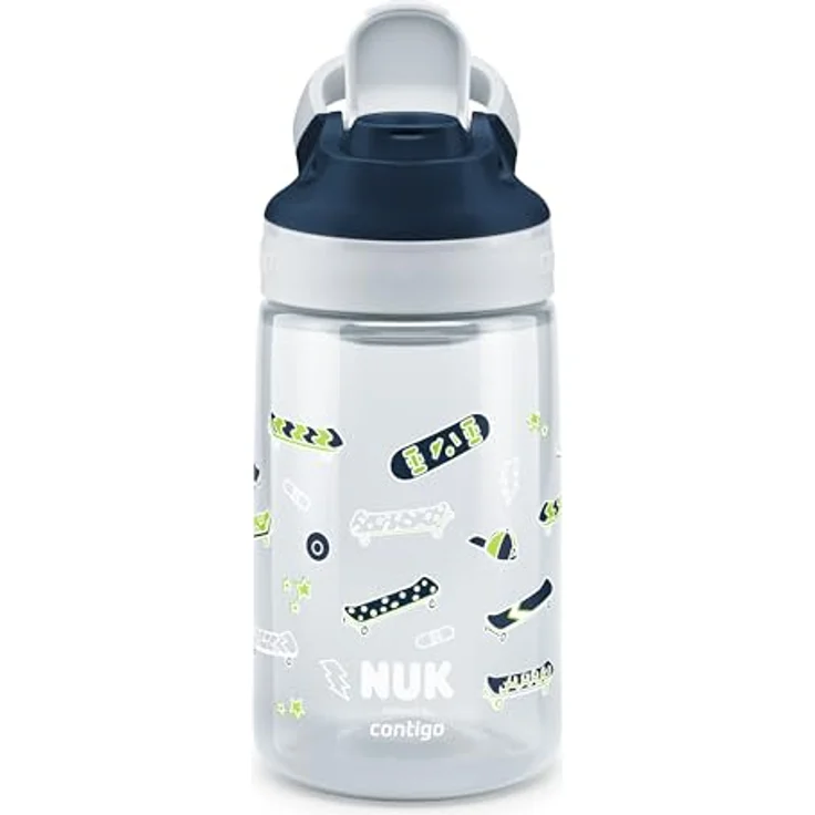 NUK By Contigo Easy Sip Cup, Trinkflasche für Kinder ab 4 Jahren, auslaufsicher, BPA-frei, spülmaschinenfest, 420 ml, Skater Design – Bild 1
